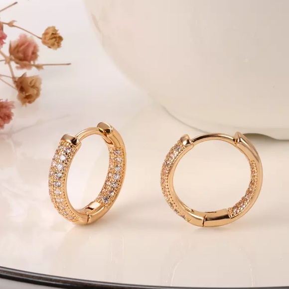 NEW 18K ROSE GOLD HOOP EARRINGS - Picture 3 of 6